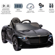 Load image into Gallery viewer, Ride on Car for Boys Girls, Bentley Mulsanne 12V Kids Electric Car Vehicle with Remote Control, Battery Powered Ride on Toys with Bluetooth, USB/MP3, LED Light, 3-6 Ages Kid Birthday Gift, Black