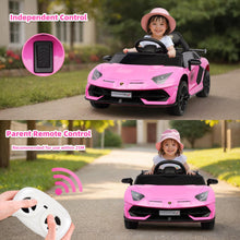 Load image into Gallery viewer, iRerts Pink 24V Lamborghini Xago Battery Powered Ride On Cars with Remote Control for Boys Girls Gifts, Kids Ride on Toys with Bluetooth, Music, MP3, USB, LED lights