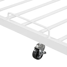 Load image into Gallery viewer, Queen Size Metal Platform Bed Frame with Twin Size Trundle, Queen Size Bed Frame with Upholstered Headboard, USB Ports, Steel Slat Support, Queen Bed Frame No Box Spring Needed for Bedroom, White