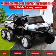 Load image into Gallery viewer, iRerts 2 Seater 24V Ride on Truck with Dump Bed, Battery Powered Ride on Car UTV with Remote Control for Boys Girls, 4WD 6 Wheels Ride on Tractor Toys with Bluetooth, Music, USB/TF Card Slots, White