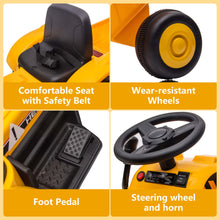 Load image into Gallery viewer, iRerts 12V Kids Ride on Car, Ride on Tractor with Remote Control, Electric Excavator Vehicle Construction Truck with Trailer, Adjustable Bucket, Toddlers Bulldozer Tractor with 3 Speeds, Music, Yellow