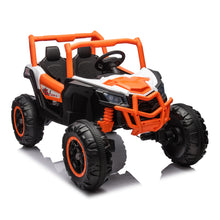 Load image into Gallery viewer, iRerts Orange 24V Battery Powered Ride on UTV Cars for Boys Girls, 2 Seater Kids Ride on Toys with Remote Control, Music, LED Light, USB, Bluetooth, Kids Electric Vehicle for Christmas Birthday Gifts