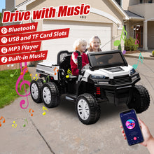 Load image into Gallery viewer, iRerts 2 Seater 24V Ride on Truck with Dump Bed, Battery Powered Ride on Car UTV with Remote Control for Boys Girls, 4WD 6 Wheels Ride on Tractor Toys with Bluetooth, Music, USB/TF Card Slots, White