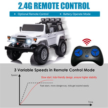 Load image into Gallery viewer, 24V Ride on Cars 2 Seater, Licensed Toyota FJ40 Ride on Toys with Remote Control, Kids Electric Vehicle with Bluetooth, FM Radio, USB, Music, Gifts for 3-6 Years Old Boys Girls, White