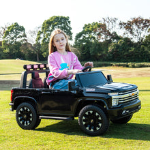 Load image into Gallery viewer, iRerts 12V Battery Powered Ride on Cars with Remote Control, Licensed Chevrolet Silverado 2 Seater Kids Electric Cars for 2-6 Ages Kids Gift, Ride On Toy with Music, MP3/USB/AUX Port, LED Light, Black