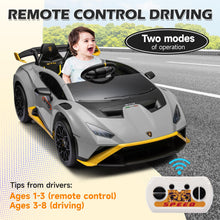 Load image into Gallery viewer, iRerts Gray 24V Lamborghini Ride on Cars with Remote Control, Battery Powered Kids Ride on Toys for Boys Girls 3-8 Ages, 4 Wheels Electric Cars for Kids with Bluetooth/Music/USB Port/LED Lights