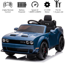 Load image into Gallery viewer, 12v Ride on Cars with Remote Control, Licensed Dodge Challenger Battery Powered Kids Electric Car, Ride on Toys for Kids Boys Girls 3-5 Ages Gift with Bluetooth, Music, USB/MP3 Port, LED Light, Blue