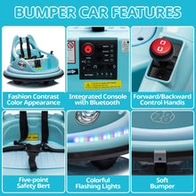Load image into Gallery viewer, iRerts 12V Bumper Cars for Kids, Bumper Car Ride on with Remote Control, Battery Powered Kids Ride on Toys for 2-5 Year Old Boys Girls, Kids Electric Cars with Bluetooth, Music, LED Light, Blue