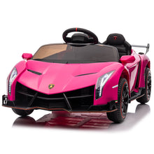 Load image into Gallery viewer, iRerts 12V Ride on Sports Cars with Remote Control, Lamborghini Poison Kids Ride on Vehicles Toys for Boys Girls 3-5 Years Old Gifts, Battery Powered Kids Electric Cars with Music, LED Light, Pink