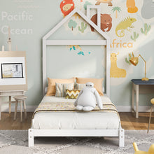 Load image into Gallery viewer, iRerts Wood Twin Platform Bed, Twin Size Car-Shaped Bed Frame for Kids Toddlers Boys Girls, Twin Bed Frame with Complete Guardrails, Bedroom Furniture Twin Size Bed Frame No Box Spring Needed