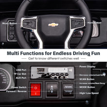 Load image into Gallery viewer, iRerts 12V Battery Powered Ride on Cars with Remote Control, Licensed Chevrolet Silverado 2 Seater Kids Electric Cars for 2-6 Ages Kids Gift, Ride On Toy with Music, MP3/USB/AUX Port, LED Light, White
