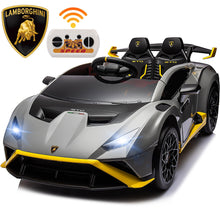 Load image into Gallery viewer, iRerts Gray 24V Lamborghini Ride on Cars with Remote Control, Battery Powered Kids Ride on Toys for Boys Girls 3-8 Ages, 4 Wheels Electric Cars for Kids with Bluetooth/Music/USB Port/LED Lights
