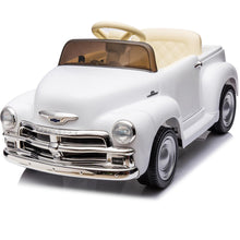 Load image into Gallery viewer, iRerts White 12V Chevrolet 3100 Powered Ride on Cars with Remote Control, Electric Car for Kids with Bluetooth, Music, USB Port, LED Light, 4 Wheels Kids Ride on Toys for Toddlers Boys Girls 3-6 Ages