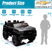 Load image into Gallery viewer, 2 Seater 24V Ride on Cars with Remote Control, Licensed Chevrolet Silverado Kids Ride on Truck for Boys Girls Birthday Christmas Gifts, Battery Powered Kids Electric Cars with LED Lights, Music, Black