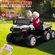 Load image into Gallery viewer, iRerts 2 Seater 24V Ride on Truck with Dump Bed, Battery Powered Ride on Car UTV with Remote Control for Boys Girls, 4WD 6 Wheels Ride on Tractor Toys with Bluetooth, Music, USB/TF Card Slots, White