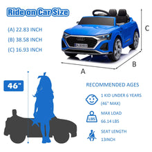 Load image into Gallery viewer, Ride on Toy Car Kids for Boys Girls, Licensed Audi SQ8 12V Ride on Cars with Remote Control, Battery Powered Electric Vehicle Car for Kids with Music, LED Lights, 3 Speed, 4 Wheeler, Blue