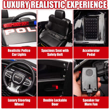 Load image into Gallery viewer, iRerts 12V Ride on Police Cars with Remote Control, Licensed Dodge Charger Kids Ride on Toys for Boys Girls Gifts, Kids Electric Car with Bluetooth, Music, USB, MP3, LED Lights, 3 Speeds, White