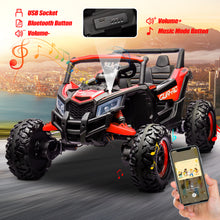 Load image into Gallery viewer, iRerts Red 24V Battery Powered Ride on UTV Cars for Boys Girls, Kids Ride on Toys with Remote Control, Music, LED Light, USB, Bluetooth, Large Seat Kids Electric Vehicle for Christmas Birthday Gifts
