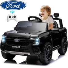 Load image into Gallery viewer, 12V Ride on Cars with Remote Control, Ford Ranger Electric Cars for Kids with Bluetooth, Music, USB Port, Horn, LED Lights, Battery Powered Ride on Toys for Kids Boys Girls 3-6 Ages Gifts, Black