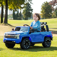 Load image into Gallery viewer, iRerts 12V Battery Powered Ride on Cars with Remote Control, Licensed Chevrolet Silverado 2 Seater Kids Electric Cars for 2-6 Ages Kids Gifts, Ride On Toy with Music, MP3/USB/AUX Port, LED Light, Blue