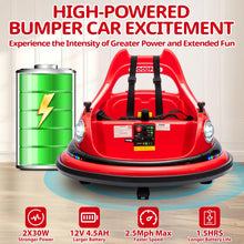Load image into Gallery viewer, iRerts 12V Bumper Cars for Kids, Bumper Car Ride on with Remote Control, Battery Powered Kids Ride on Toys for 2-5 Year Old Boys Girls, Kids Electric Cars with Bluetooth, Music, LED Light, Red