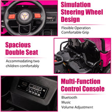 Load image into Gallery viewer, iRerts 2 Seater 24V Ride on Truck with Dump Bed, Battery Powered Ride on Cars with Remote Control for Boys Girls, 4WD 6 Wheels Ride on Tractor Toys with Bluetooth, Music, USB/TF Card Slots, Rose Red