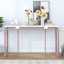 Load image into Gallery viewer, iRerts Console Table Narrow Sofa Table with Metal Frame, 63'' Pink Entryway Table with MDF Tabletop, Industrial Hallway Table Sofa Tables Narrow Long for Hallway Living Room Home Office Entrance