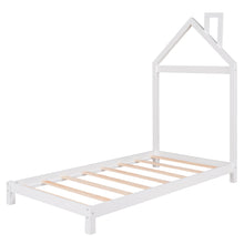 Load image into Gallery viewer, iRerts Wood Twin Platform Bed, Twin Size Car-Shaped Bed Frame for Kids Toddlers Boys Girls, Twin Bed Frame with Complete Guardrails, Bedroom Furniture Twin Size Bed Frame No Box Spring Needed