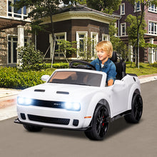 Load image into Gallery viewer, 12v Ride on Cars with Remote Control, Licensed Dodge Challenger Battery Powered Kids Electric Car, Ride on Toys for Kids Boys Girls 3-5 Ages Gift with Bluetooth, Music, USB/MP3 Port, LED Light, White