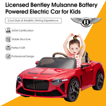 Load image into Gallery viewer, 12V Ride On Car with Remote Control, Licensed Bentley Mulsanne Kids Electric Car with Bluetooth, Music, USB, MP3, LED Light, Battery Powered Electric Ride On Vehicle for Boy Girl Birthday Gift, Red