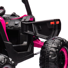 Load image into Gallery viewer, iRerts Pink 12V Battery Powered Ride on UTV Cars for Boys Girls, Kids Ride on Toys with Remote Control, Music, LED Light, USB, Bluetooth, 4 Wheels Kids Electric Vehicle for Christmas Birthday Gifts