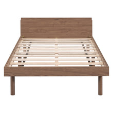 Load image into Gallery viewer, iRerts Wood Twin Platform Bed Frame with Headboard, Twin Bed Frame with Storage, Built-in USB Port, Modern Twin Size Bed Frames for Kids Teens Adults Bedroom, No Box Spring Needed, Walnut