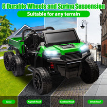 Load image into Gallery viewer, iRerts 2 Seater 24V Ride on Truck with Dump Bed, Battery Powered Ride on Car UTV with Remote Control for Boys Girls, 4WD 6 Wheels Ride on Tractor Toys with Bluetooth, Music, USB/TF Card Slots, Green