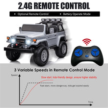 Load image into Gallery viewer, 2 Seater 24v Ride on Trucks, Toyota FJ40 Ride on Car with Remote Control, Battery Powered Ride on Toys with Bluetooth, FM Radio, USB Port and Music, Electric Cars for Kids Boys Girls Gift, Gray