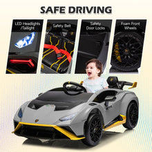Load image into Gallery viewer, iRerts Gray 24V Lamborghini Ride on Cars with Remote Control, Battery Powered Kids Ride on Toys for Boys Girls 3-8 Ages, 4 Wheels Electric Cars for Kids with Bluetooth/Music/USB Port/LED Lights