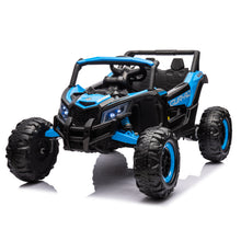 Load image into Gallery viewer, iRerts Blue 12V Battery Powered Ride on UTV Cars for Boys Girls, Kids Ride on Toys with Remote Control, Music, LED Light, USB, Bluetooth, 4 Wheels Kids Electric Vehicle for Christmas Birthday Gifts