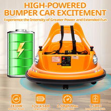 Load image into Gallery viewer, iRerts 12V Bumper Cars for Kids, Bumper Car Ride on with Remote Control, Battery Powered Kids Ride on Toys for 2-5 Year Old Boys Girls, Kids Electric Cars with Bluetooth, Music, LED Light, Orange