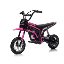 Load image into Gallery viewer, iRerts 24V Ride On Motocross Motorcycle, Kids Electric Dirt Bike for Boys 8-12, Kids Motorcycle with Dual Suspension, MP3 Player, Speeds up to 14.29MPH, Pink