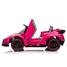 Load image into Gallery viewer, iRerts 12V Ride on Sports Cars with Remote Control, Lamborghini Poison Kids Ride on Vehicles Toys for Boys Girls 3-5 Years Old Gifts, Battery Powered Kids Electric Cars with Music, LED Light, Pink