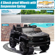 Load image into Gallery viewer, 2 Seater 24V Ride on Cars with Remote Control, Licensed Chevrolet Silverado Kids Ride on Truck for Boys Girls Birthday Christmas Gifts, Battery Powered Kids Electric Cars with LED Lights, Music, Black