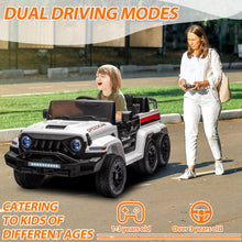 Load image into Gallery viewer, iRerts White 24V Battery Powered Ride on Cars with Remote Control, Ride on Pickup Trucks with Rocking Chair Mode, Parental Rear Seat, Music, USB/MP3 Port, Electric Cars for Kids Boys Girls 2-6 Ages