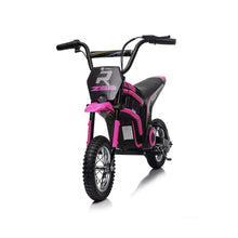 Load image into Gallery viewer, iRerts 24V Ride On Motocross Motorcycle, Kids Electric Dirt Bike for Boys 8-12, Kids Motorcycle with Dual Suspension, MP3 Player, Speeds up to 14.29MPH, Pink