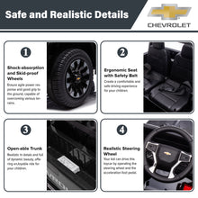 Load image into Gallery viewer, iRerts 12V Battery Powered Ride on Cars with Remote Control, Licensed Chevrolet Silverado 2 Seater Kids Electric Cars for 2-6 Ages Kids Gift, Ride On Toy with Music, MP3/USB/AUX Port, LED Light, Black