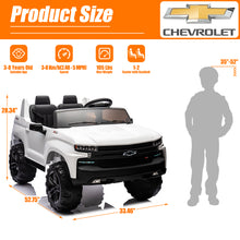 Load image into Gallery viewer, 2 Seater 24V Ride on Cars with Remote Control, Licensed Chevrolet Silverado Kids Ride on Truck for Boys Girls Birthday Christmas Gifts, Battery Powered Kids Electric Cars with LED Lights, Music, White