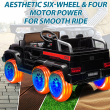 Load image into Gallery viewer, iRerts Black 24V Battery Powered Ride on Cars with Remote Control, Ride on Pickup Trucks with Rocking Chair Mode, Parental Rear Seat, Music, USB/MP3 Port, Electric Cars for Kids Boys Girls 2-6 Ages