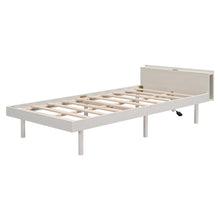 Load image into Gallery viewer, iRerts Wood Twin Platform Bed Frame with Headboard, Twin Bed Frame with Storage, Built-in USB Port, Modern Twin Size Bed Frames for Kids Teens Adults Bedroom, No Box Spring Needed, White Washed