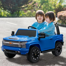 Load image into Gallery viewer, iRerts 12V Battery Powered Ride on Cars with Remote Control, Licensed Chevrolet Silverado 2 Seater Kids Electric Cars for 2-6 Ages Kids Gifts, Ride On Toy with Music, MP3/USB/AUX Port, LED Light, Blue
