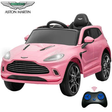 Load image into Gallery viewer, Powered Ride on Cars for kids, 12V Licensed Aston Martin Battery Powered Ride on Toys with Remote Control, MP3 Player, LED Headlights, Safety Belt, 4 Wheeler, Electric Car for Kids 3-5 Boy Girl, White