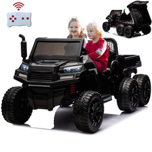 Load image into Gallery viewer, iRerts 2 Seater 24V Ride on Truck with Dump Bed, Battery Powered Ride on Car UTV with Remote Control for Boys Girls, 4WD 6 Wheels Ride on Tractor Toys with Bluetooth, Music, USB/TF Card Slots, Black