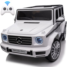 Load image into Gallery viewer, 24V Ride On Cars with Remote Control, Licensed Mercedes Benz G500 Kids Electric Car for Boys Girls Gifts, Battery Powered Ride on Trucks Toys with Bluetooth, MP3, Music, Led Lights, USB, White